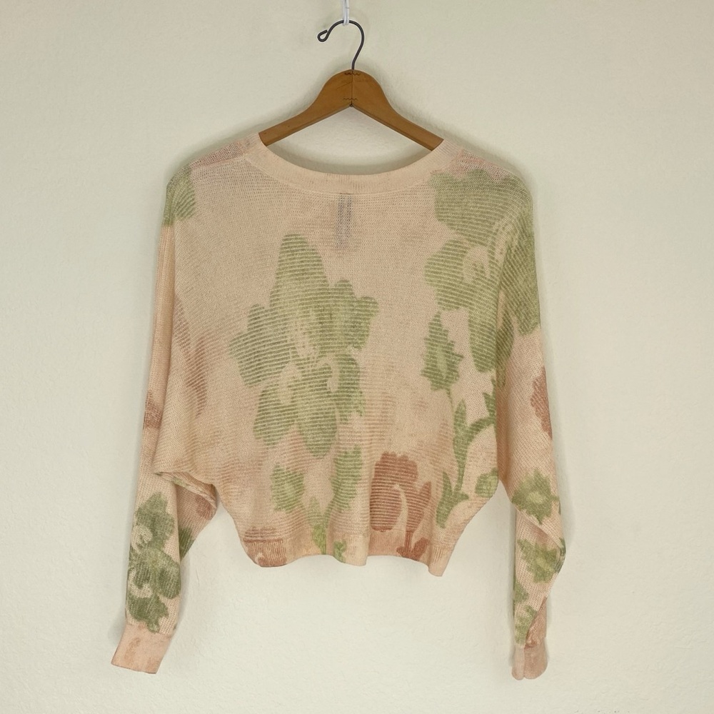 Anthropologie Printed-Linen Pullover Sweater Floral Lightweight Chic Breathable - Picture 9 of 16
